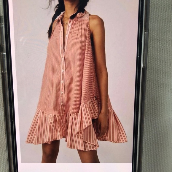 Free People Dresses & Skirts - FREE PEOPLE Be Real rust colored  and tan striped sleeveless mini dress. Size L.